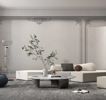 现代客厅沙发，单人沙发茶几异形沙发su草图模型下载