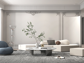 现代客厅沙发，单人沙发茶几异形沙发su草图模型下载