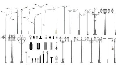 现代新中式景观路灯su草图模型下载