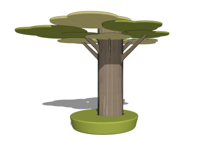 现代儿童卡通造型柱子树su草图模型下载
