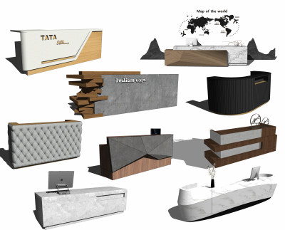 现代新中式前台接待su草图模型下载