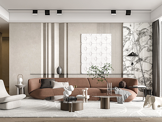 01现代客厅，<em>异形沙发</em>，单人沙发，茶几su草图模型下载
