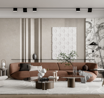 01现代客厅，异形沙发，单人沙发，茶几su草图模型下载