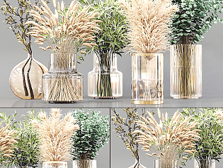 10现代玻璃花瓶 花艺 盆栽 su草图模型下载