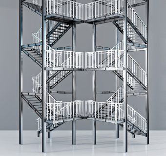 现代金属钢架楼梯,su草图模型下载