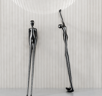 现代金属抽象人物雕塑摆件su草图模型下载