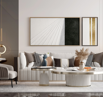 现代轻奢沙发茶几组合su草图模型下载