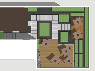 新中式屋顶花园(1)su草图模型下载