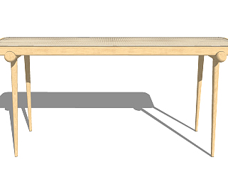 现代自然新中式风长条桌子su草图模型下载