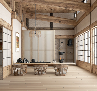 新中式茶室su草图模型下载