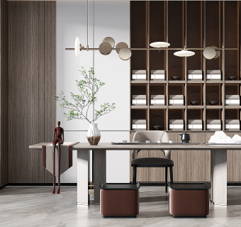 新中式茶室,su草图模型下载