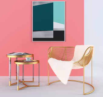 北欧金属休闲椅边几su草图模型下载