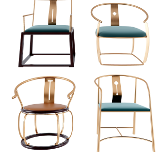 新中式圈椅,单椅,椅子, (2)su草图模型下载