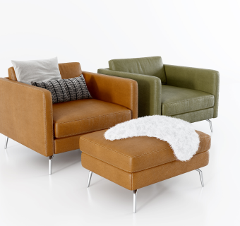 现代单人沙发,脚踏脚凳 (2)su草图模型下载