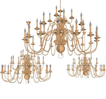 欧式铁艺吊灯su草图模型下载