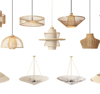 新中式藤编吊灯su草图模型下载