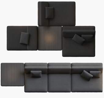 现代多人沙发茶几组合su草图模型下载