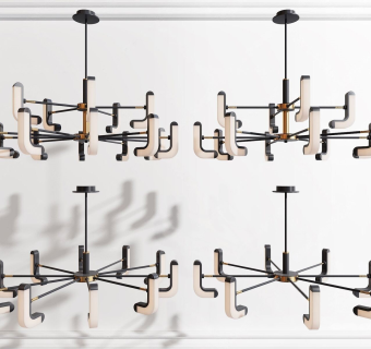 现代金属吊灯组合su草图模型下载