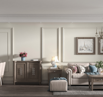 美式客餐厅su草图模型下载