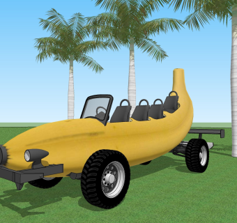 儿童卡通车游乐设备小火车,观光车香蕉, (2)su草图模型下载