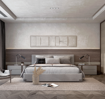 侘寂风卧室su草图模型下载