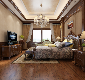 美式卧室,su草图模型下载