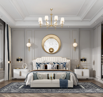 欧式卧室su草图模型下载