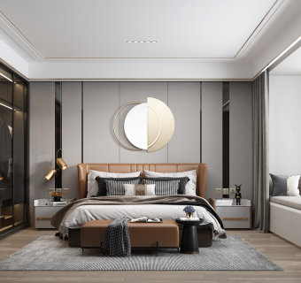 现代卧室su草图模型下载