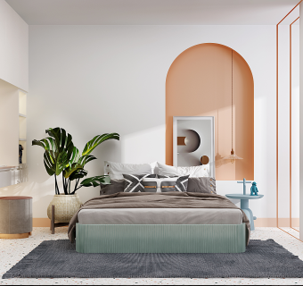 北欧极简卧室su草图模型下载