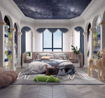 欧式古典卧室su草图模型下载