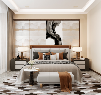 现代公寓卧室,su草图模型下载