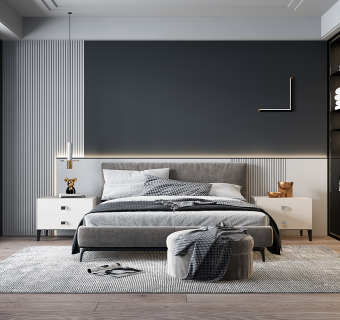 现代卧室su草图模型下载