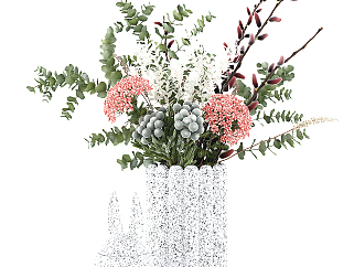 现代花瓶花卉摆件,花艺,花瓶su草图模型下载