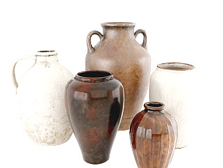 现代陶罐工艺品摆件，陶罐,器皿 (1)su草图模型下载