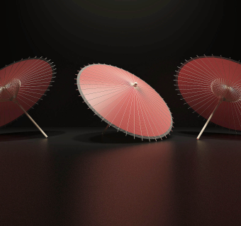 中式伞,油纸伞,伞 (1)su草图模型下载
