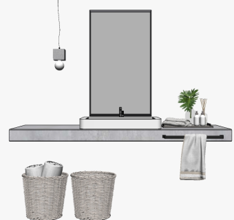 北欧现代卫生间洗手台台盆 (19)su草图模型下载