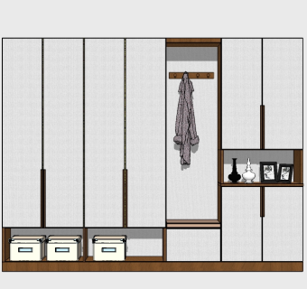 北欧现代入口玄关换鞋柜衣柜衣橱 (39)su草图模型下载