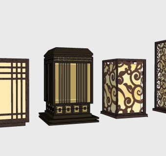 新中式庭院景观灯马灯落地灯 (14)su草图模型下载