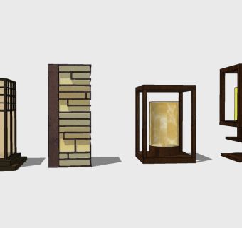 新中式庭院景观灯马灯落地灯 (16)su草图模型下载