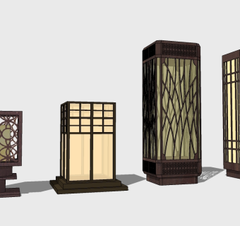 新中式庭院景观灯马灯落地灯 (17)su草图模型下载