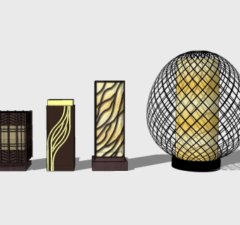 新中式庭院景观灯马灯落地灯 (18)su草图模型下载