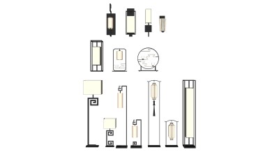 新中式落地灯 (1)su草图模型下载