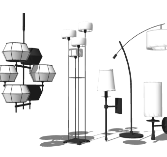新中式落地灯 (2)su草图模型下载