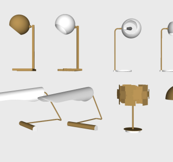 现代北欧台灯组合a (2)su草图模型下载
