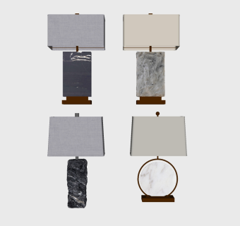 现代新中式台灯 (3)su草图模型下载