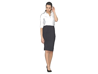 办公商务女性人物 (1)su草图模型下载