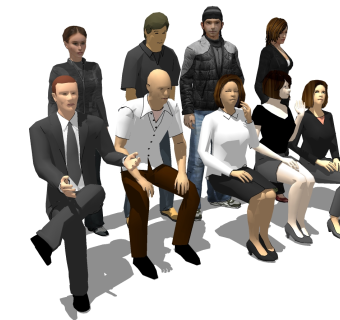 高精度坐姿人物 (2)su草图模型下载