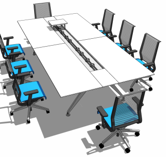 现代办公家具会议室会议桌椅子 (17)su草图模型下载