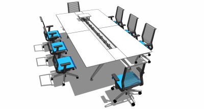 现代办公家具会议室会议桌椅子 (17)su草图模型下载