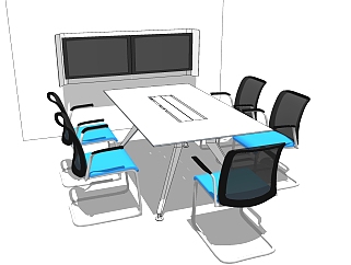 现代办公家具会议室会议桌椅子 (21)su草图模型下载
